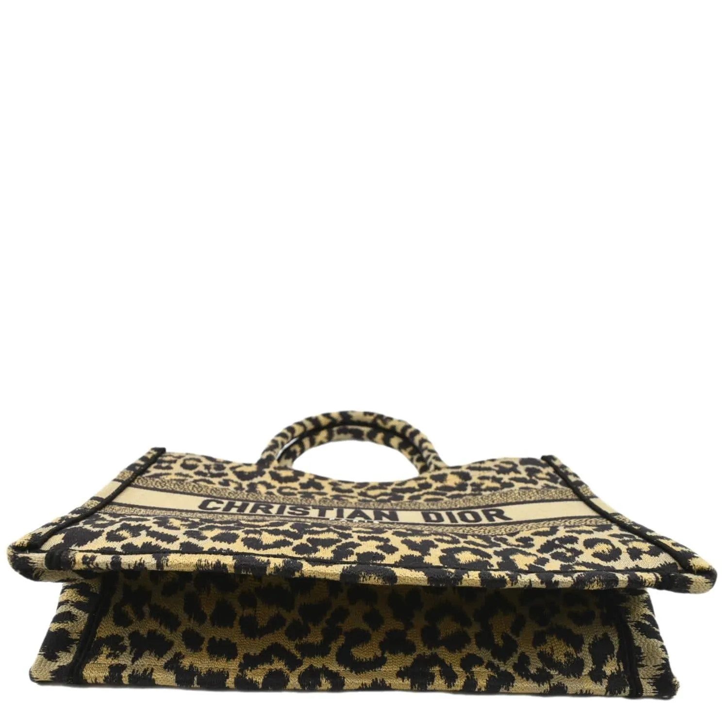CHRISTIAN DIOR Leopard Medium Book Mizza Embroidered Tote Bag Beige