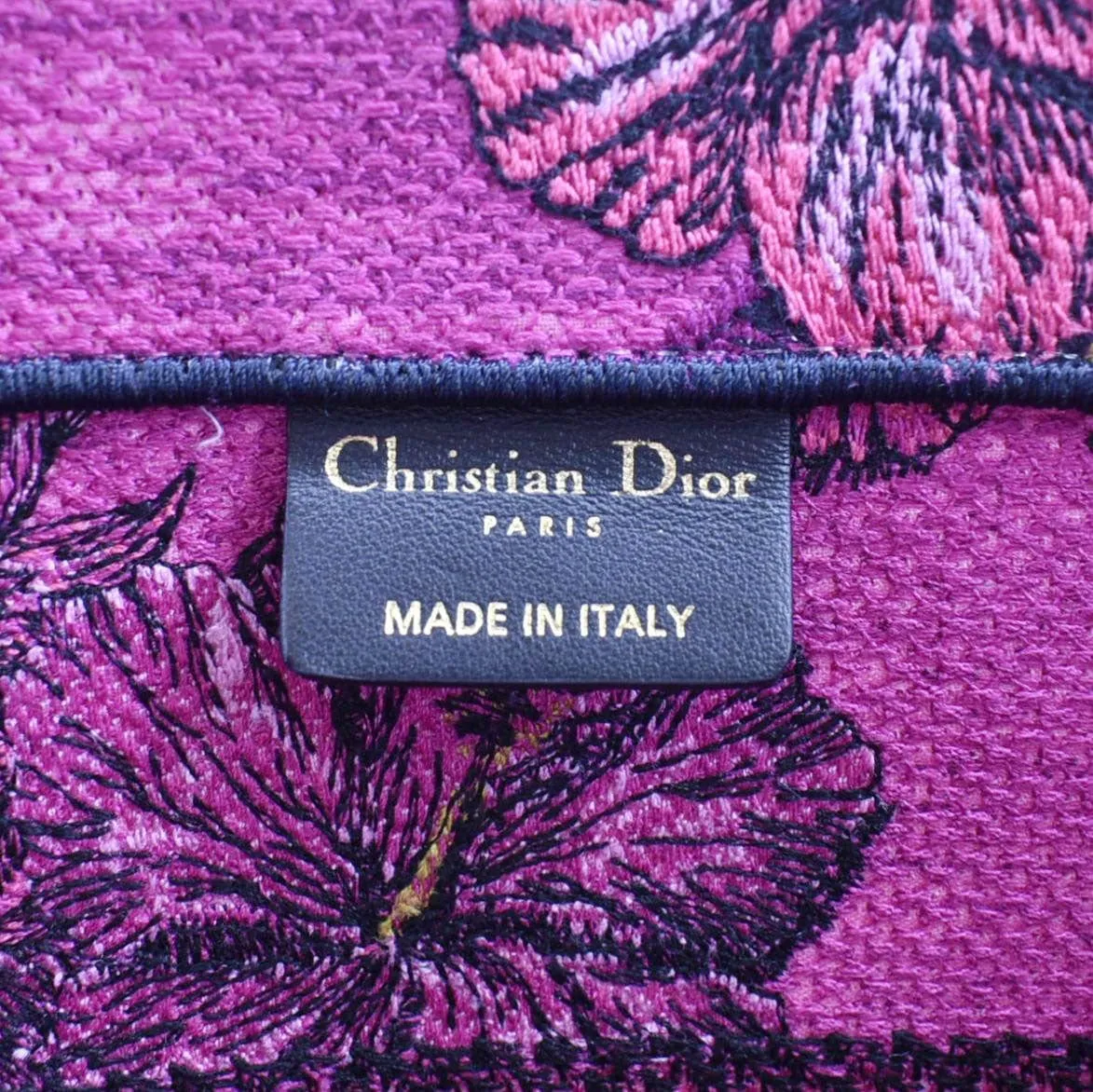 CHRISTIAN DIOR Medium Book Oblique Embroidered Canvas Tote Bag Pink