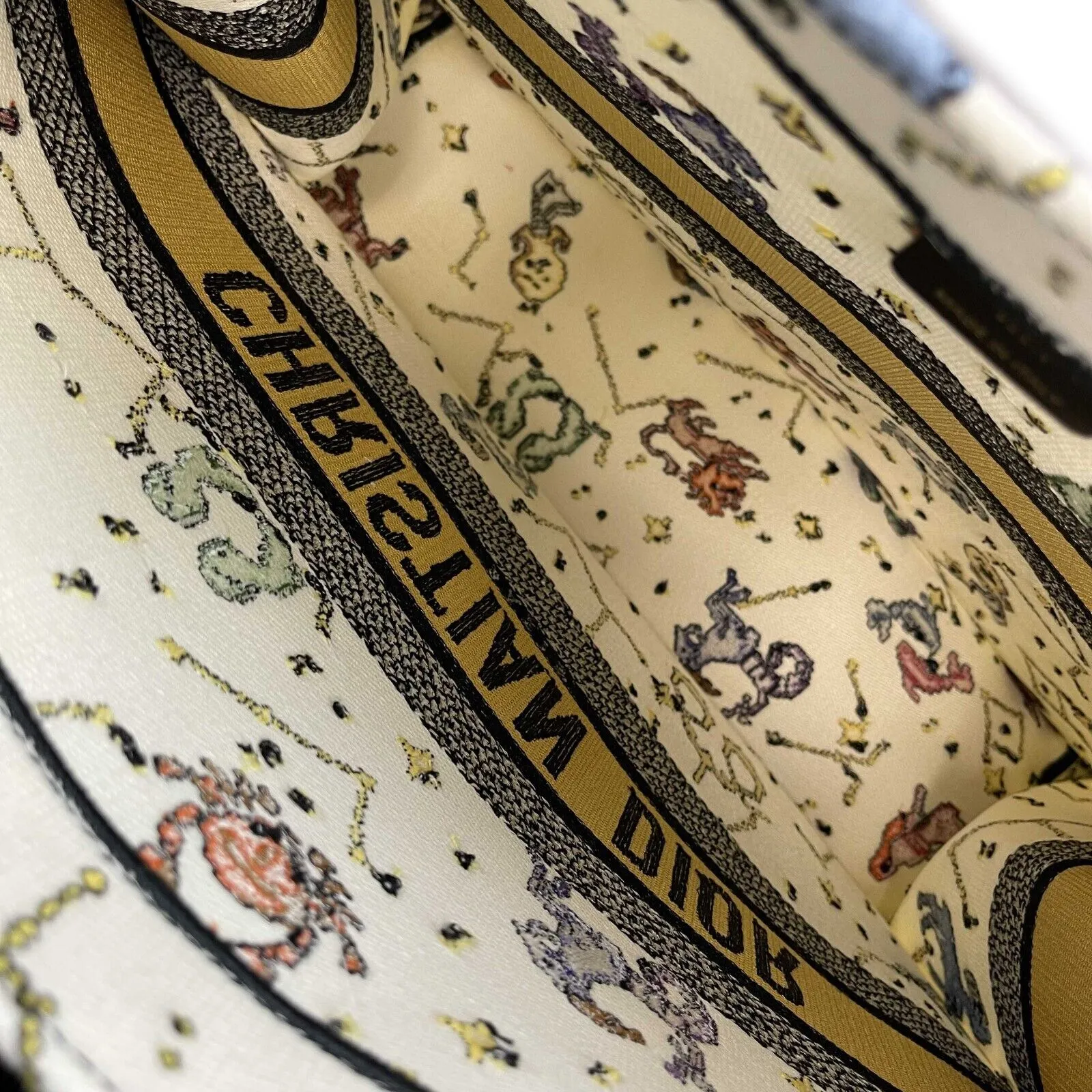 Christian Dior - NEW 2022 Large Pixel Zodiac Embroidered Canvas Book Tote