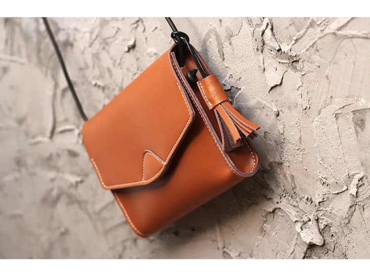 Cute Black LEATHER Flip Side Bag Handmade WOMEN Envelope Crossbody BAG Purse FOR WOMEN