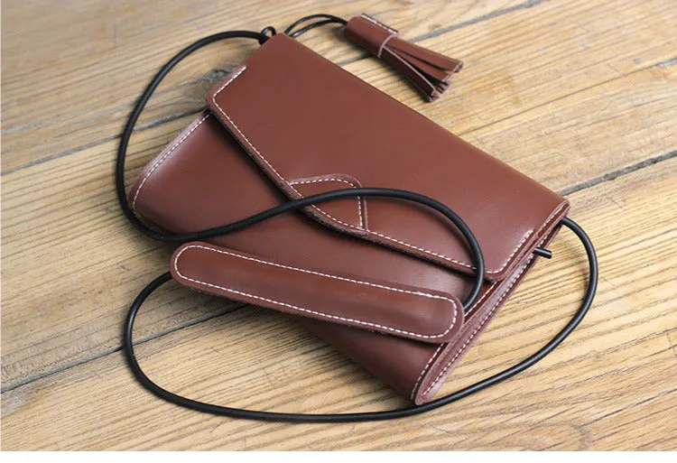 Cute Black LEATHER Flip Side Bag Handmade WOMEN Envelope Crossbody BAG Purse FOR WOMEN