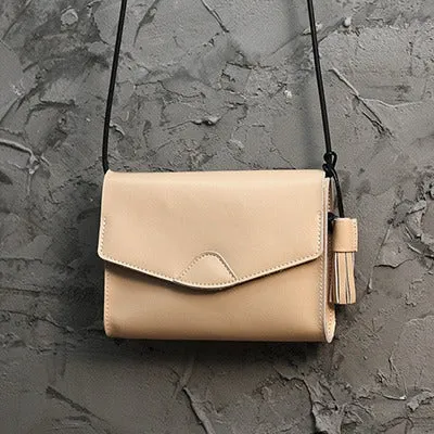 Cute Black LEATHER Flip Side Bag Handmade WOMEN Envelope Crossbody BAG Purse FOR WOMEN