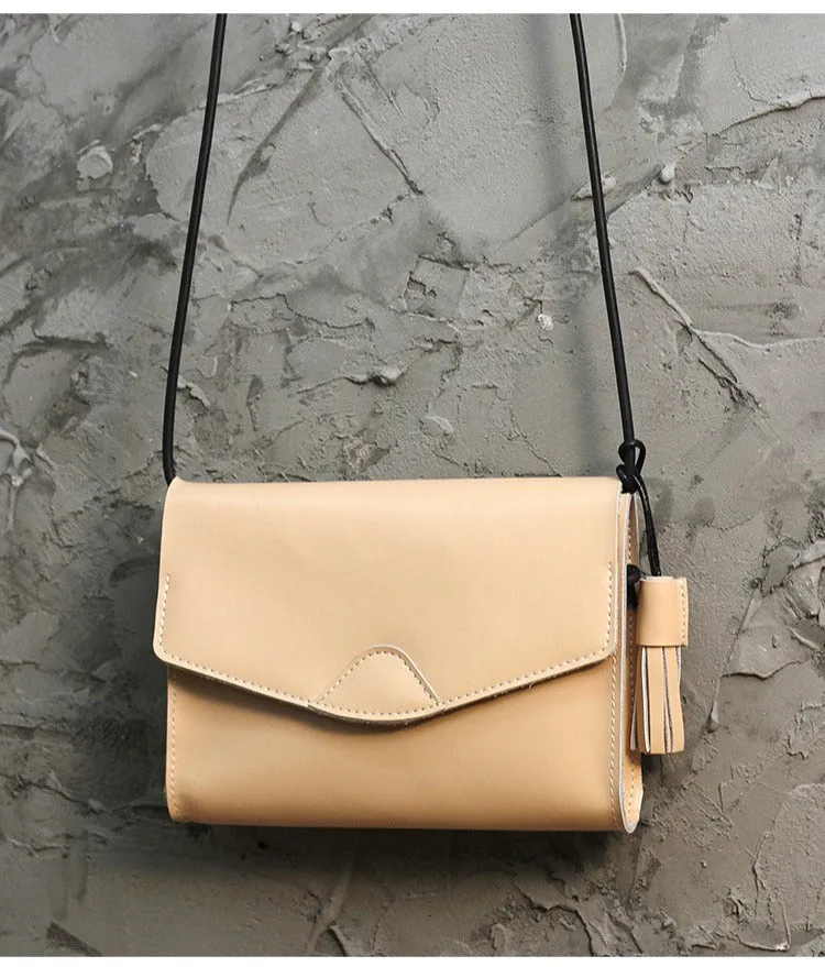 Cute Black LEATHER Flip Side Bag Handmade WOMEN Envelope Crossbody BAG Purse FOR WOMEN