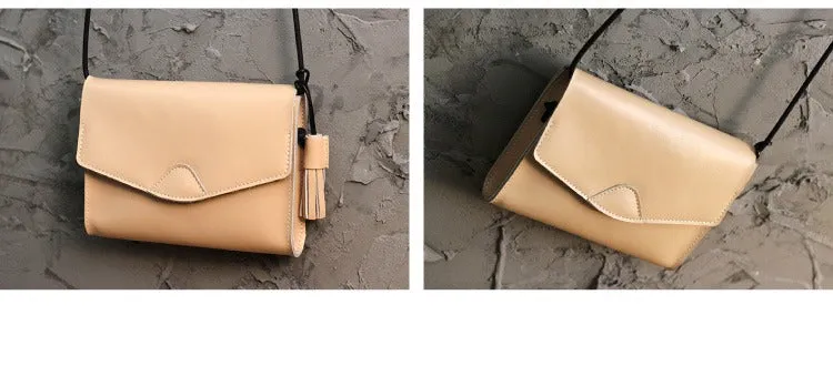 Cute Black LEATHER Flip Side Bag Handmade WOMEN Envelope Crossbody BAG Purse FOR WOMEN