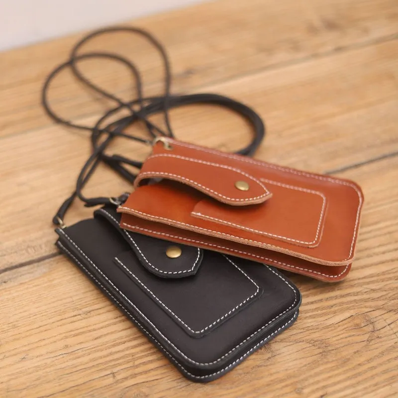 Cute Black LEATHER Slim Side Bags Pouch Phone WOMEN SHOULDER BAG Phone Crossbody Pouch FOR WOMEN