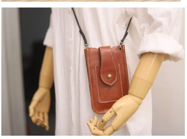 Cute Black LEATHER Slim Side Bags Pouch Phone WOMEN SHOULDER BAG Phone Crossbody Pouch FOR WOMEN