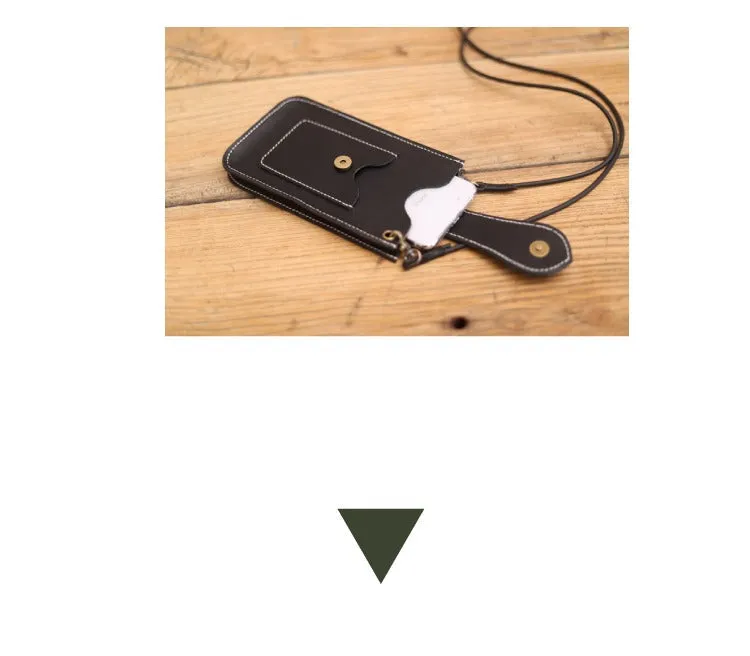 Cute Black LEATHER Slim Side Bags Pouch Phone WOMEN SHOULDER BAG Phone Crossbody Pouch FOR WOMEN