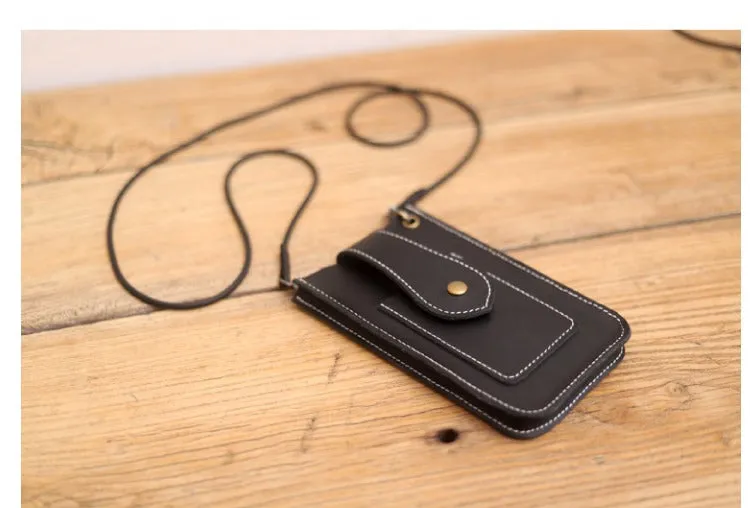 Cute Black LEATHER Slim Side Bags Pouch Phone WOMEN SHOULDER BAG Phone Crossbody Pouch FOR WOMEN