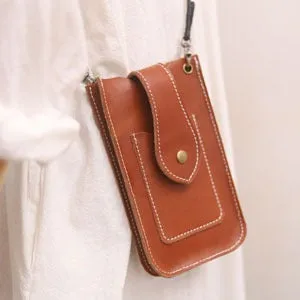 Cute Black LEATHER Slim Side Bags Pouch Phone WOMEN SHOULDER BAG Phone Crossbody Pouch FOR WOMEN