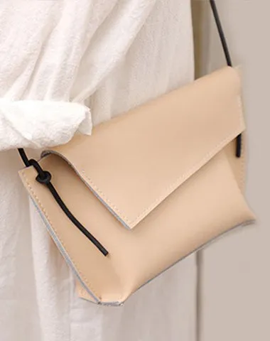 Cute LEATHER Small Side Bag White Handmade WOMEN Crossbody BAG Phone Purse FOR WOMEN