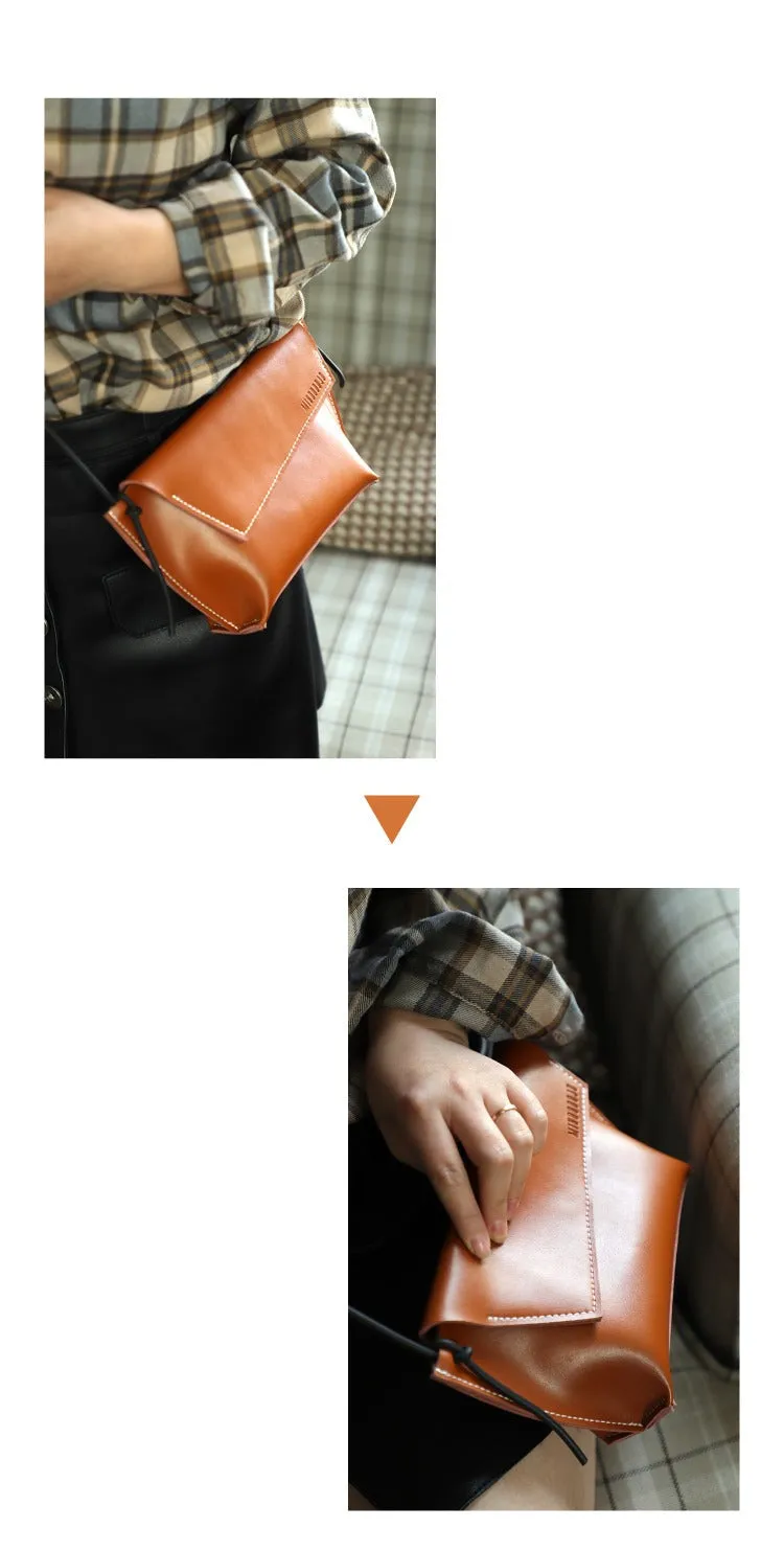 Cute LEATHER Small Side Bag White Handmade WOMEN Crossbody BAG Phone Purse FOR WOMEN