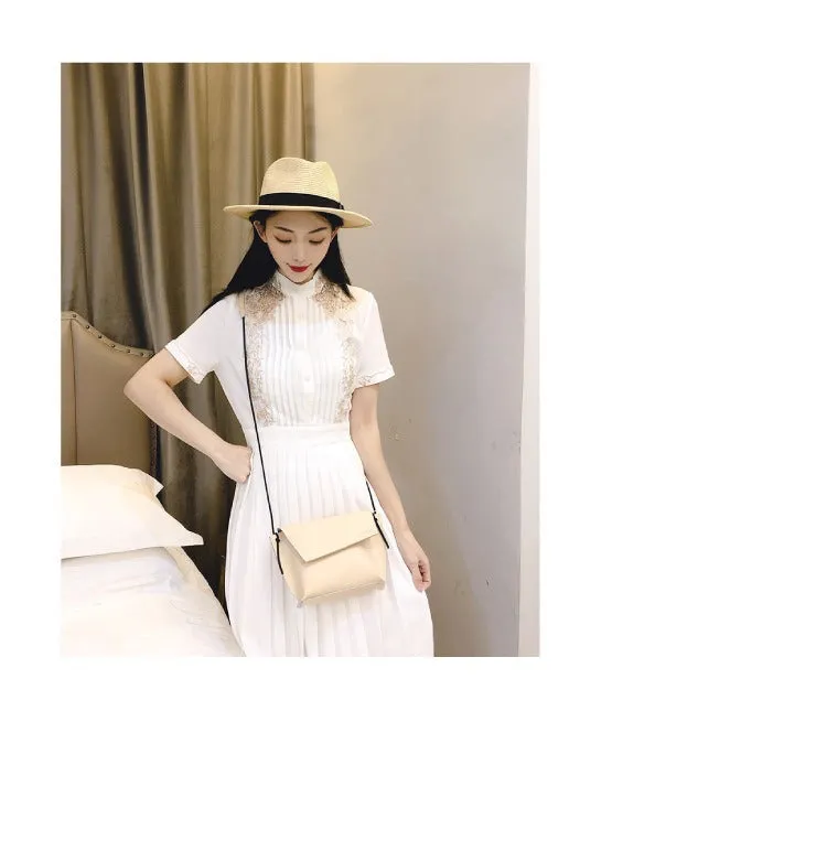 Cute LEATHER Small Side Bag White Handmade WOMEN Crossbody BAG Phone Purse FOR WOMEN