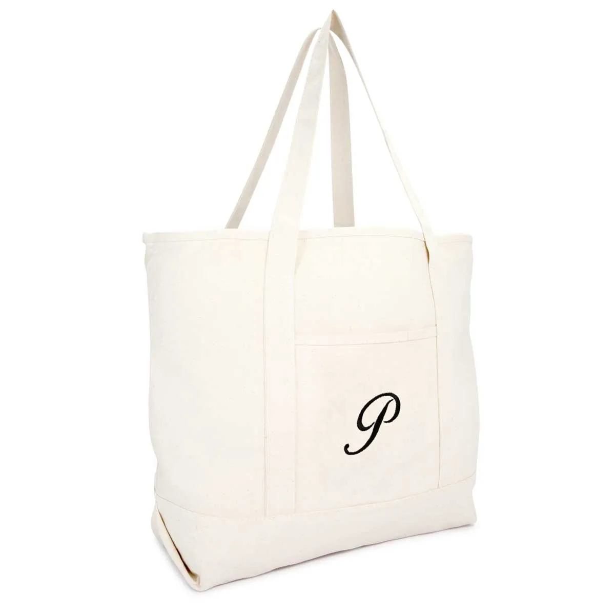 Dalix Monogram Bag Personalized Totes For Women Open Top Natural Letter A-Z