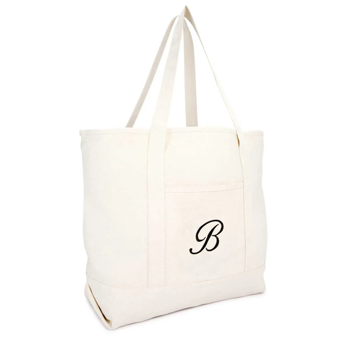 Dalix Monogram Bag Personalized Totes For Women Open Top Natural Letter A-Z