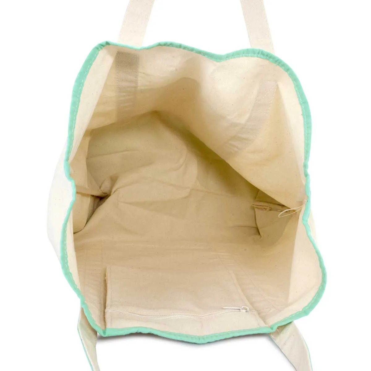 Dalix Monogram Tote Bag For Women Open Top Mint Green Personalized Letter A-Z