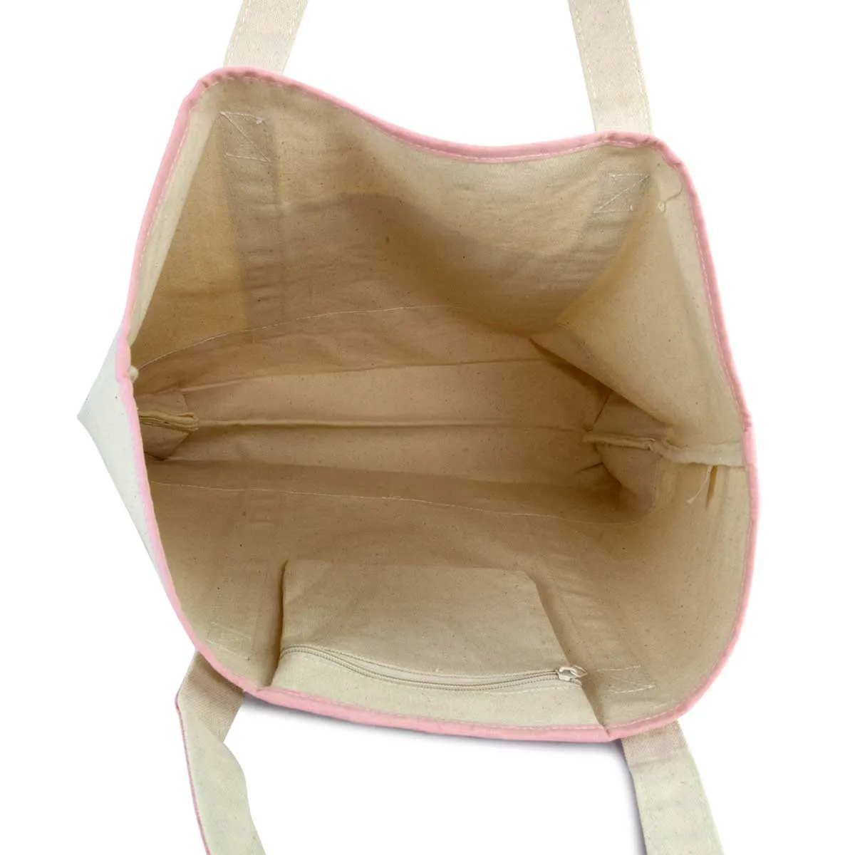 Dalix Women's Cotton Canvas Tote Bag Large Shoulder Bags Pink Monogram A-Z
