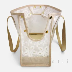 dog carrier, non-overheating, spring/summer embroidered lightweight sheer pet tote "Cali"