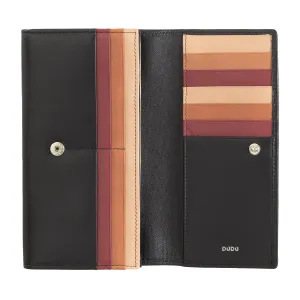 DUDU WOMEN'S WOMEN'S LEATHER RFID DESIGN LONG LONG WITH ZIP CARD ZIP HOODS AND CLOSURE BROOK
