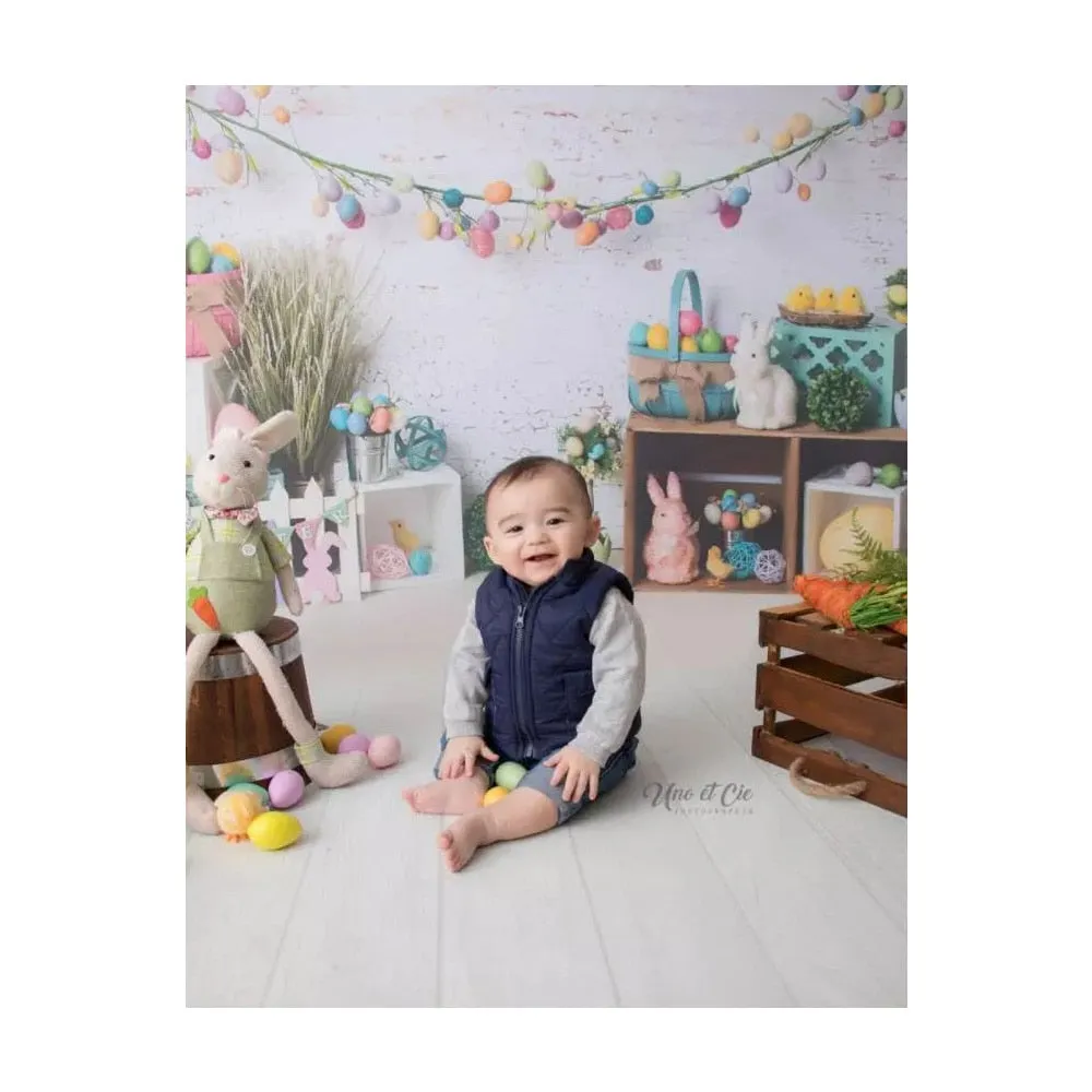 Easter Backdrop Photogrphy Background Easter Basket Bunny Egg Fence