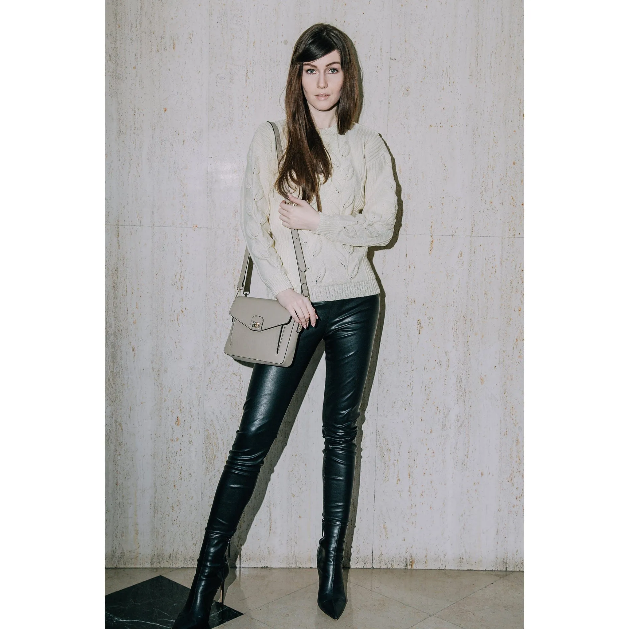 Faustine Desserto® Cactus Leather Vegan Crossbody Bag | Beige