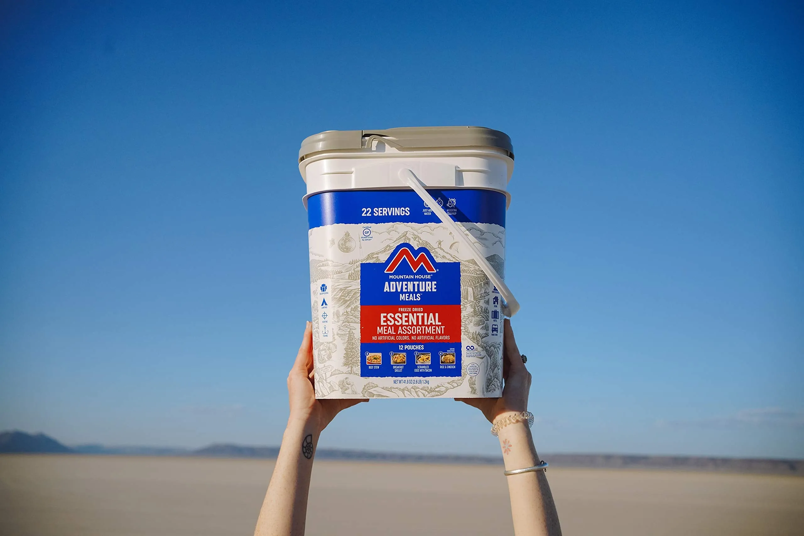 Freeze Dried Backpacking & Camping Food 12 Pouches Essential Bucket