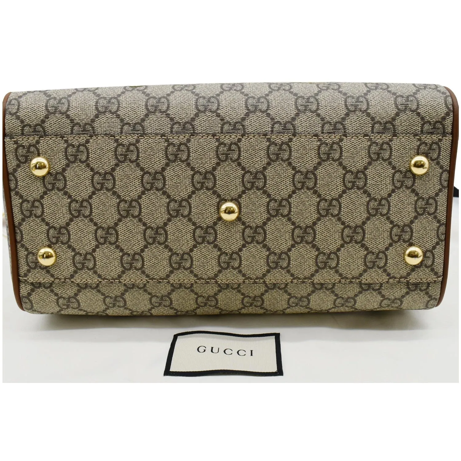GUCCI Blind for Love Embroidered GG Supreme Canvas Boston Bag Maple Brown 409529