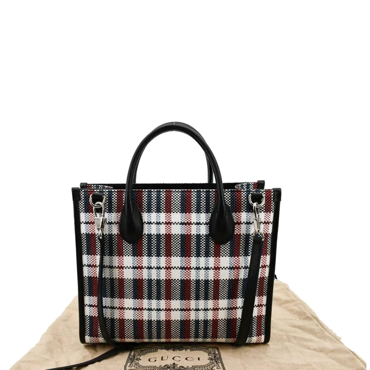 GUCCI Iccug Checked Embroidered Canvas Tote Bag Multicolor 659983