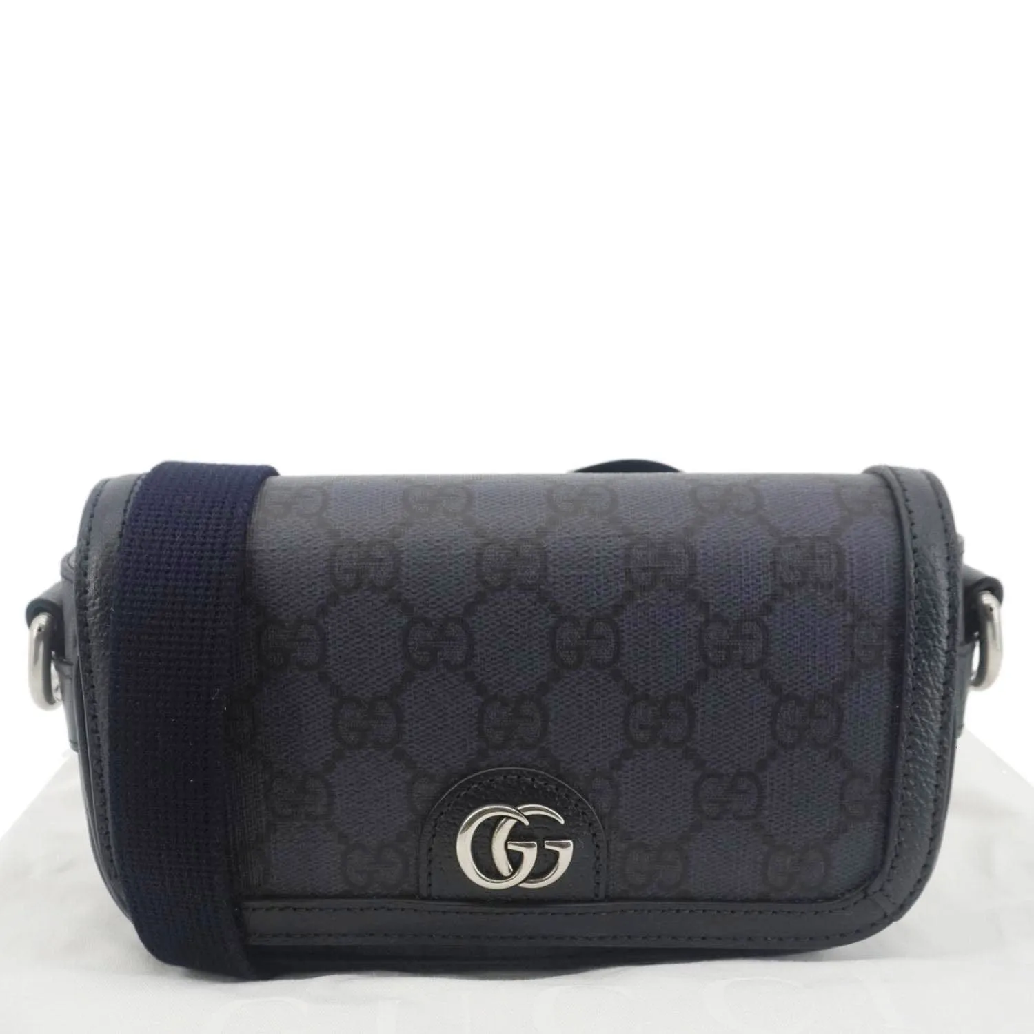 GUCCI Ophidia Super Mini GG Supreme Canvas Shoulder Bag Navy Blue 795466