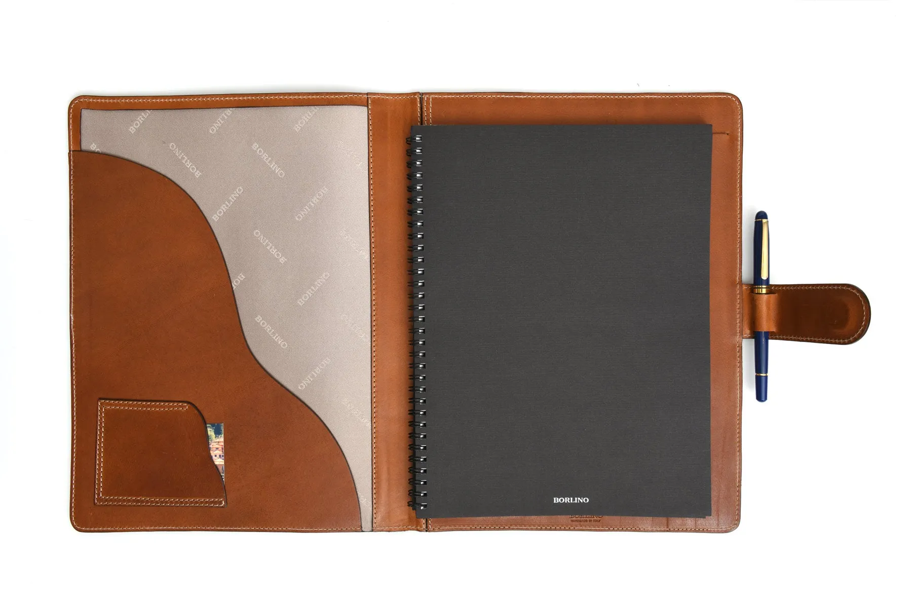 Handmade Leather Magnetic Closure Padfolio - Terra Tan