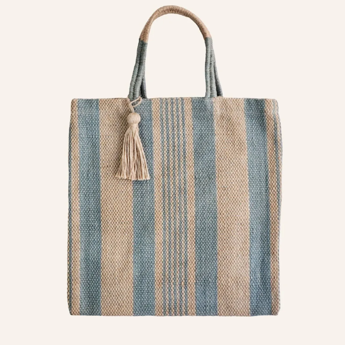 Handwoven Jute Tote Bag, Pale Green