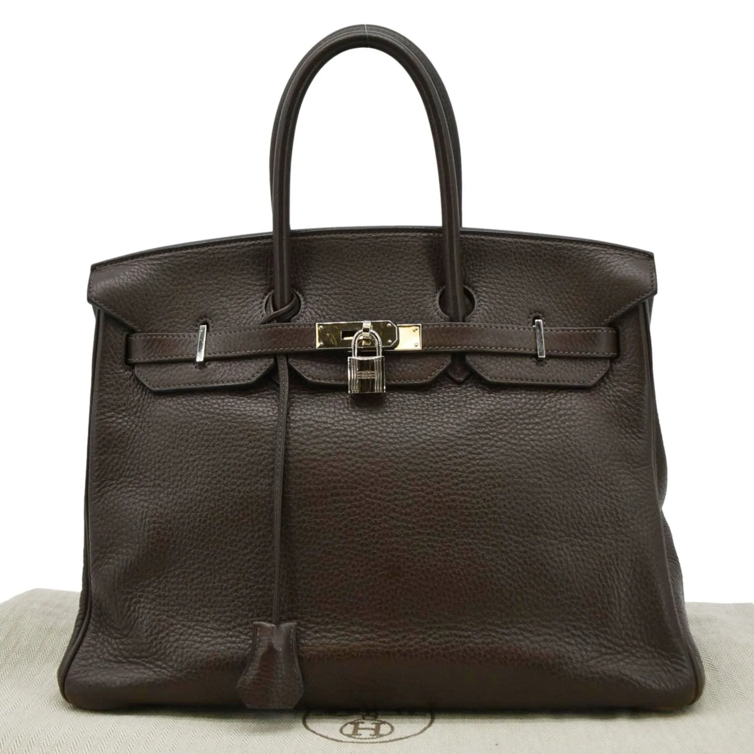HERMES Birkin 35 Square Togo Leather Tote Bag Brown