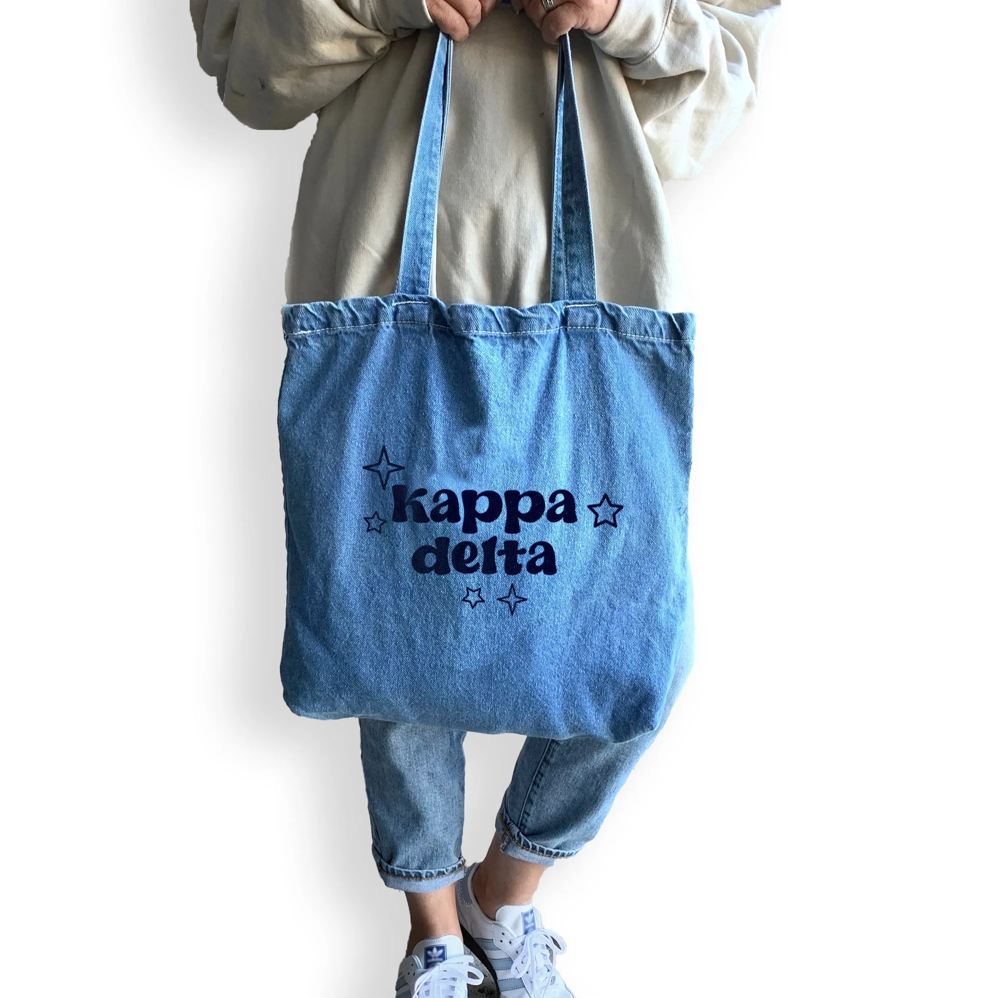 Kappa Delta Denim Tote Bag - Sorority Gift, Big Little Reveal, Bid Day, Greek Life Accessory