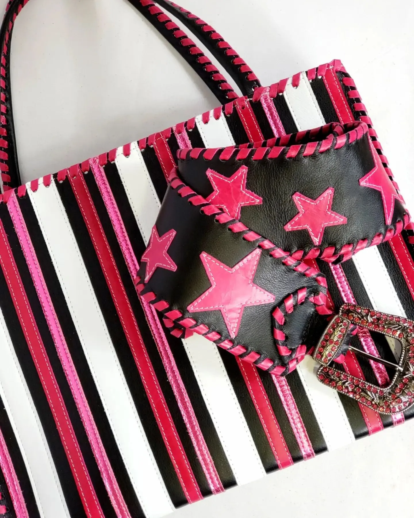 KurtMen Barbie Stripe Wide Box Tote