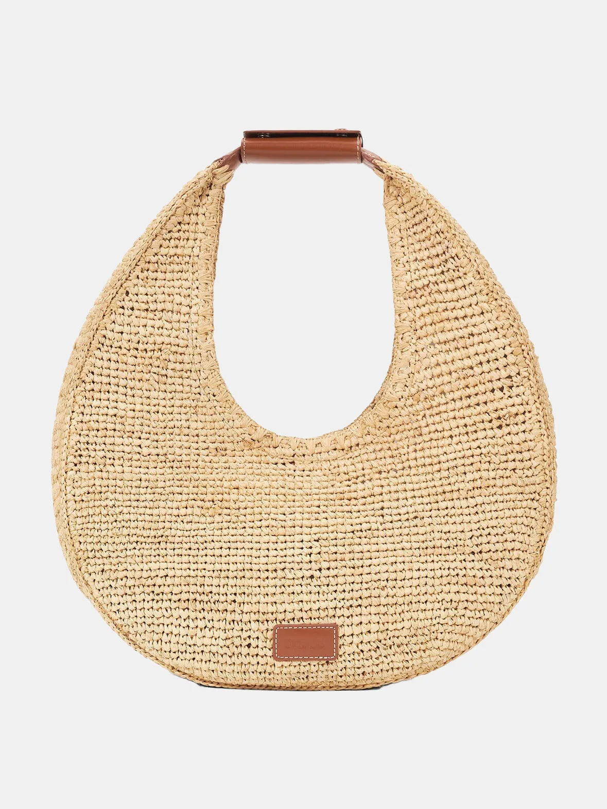Large Raffia Moon Tote Bag