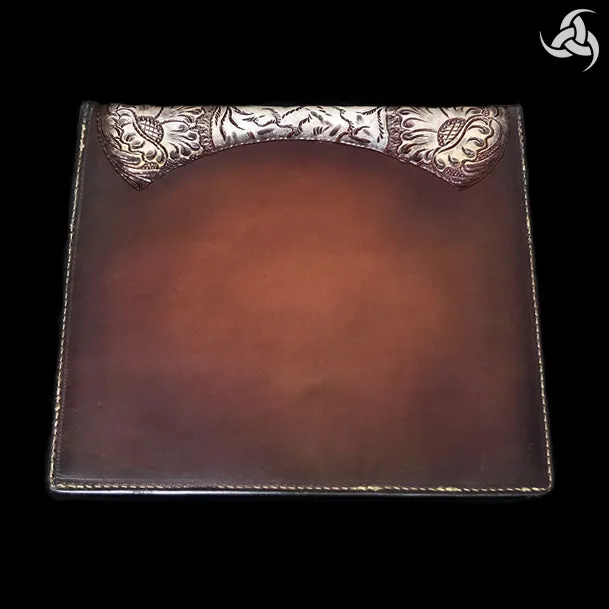 Leather iPad Tablet Case Hand Carved Skulls