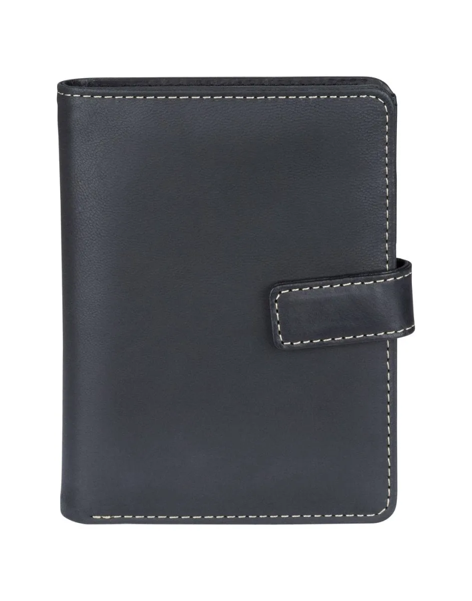 Leather RFID Passport Wallet With Tab Closure