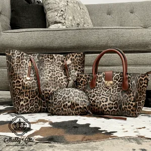 Leopard Handbag with Brown Trim