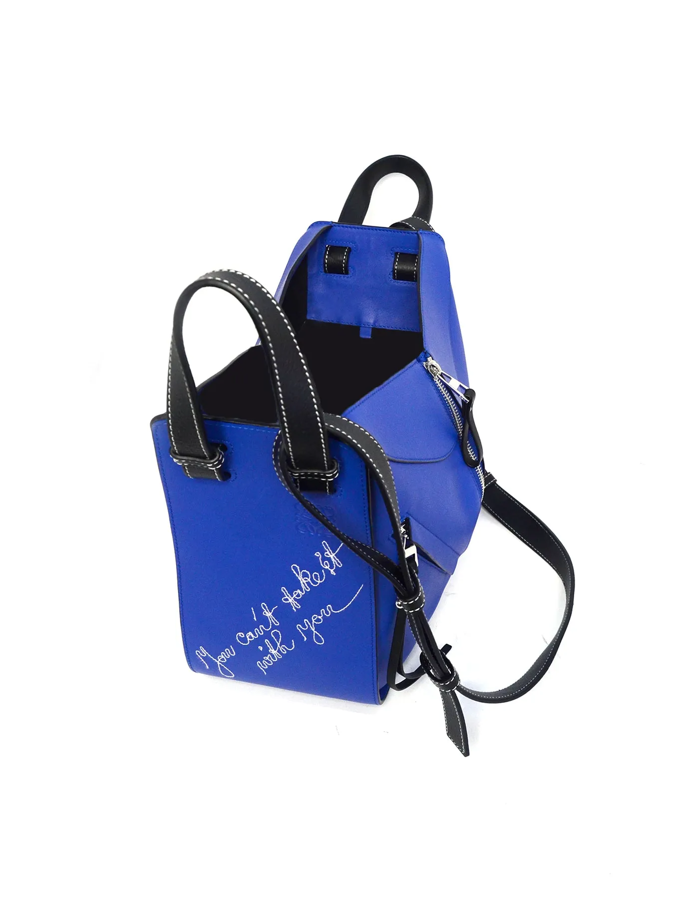 Loewe Selfridge's Exclusive Blue Leather Can't Take It Small Hammock Bag