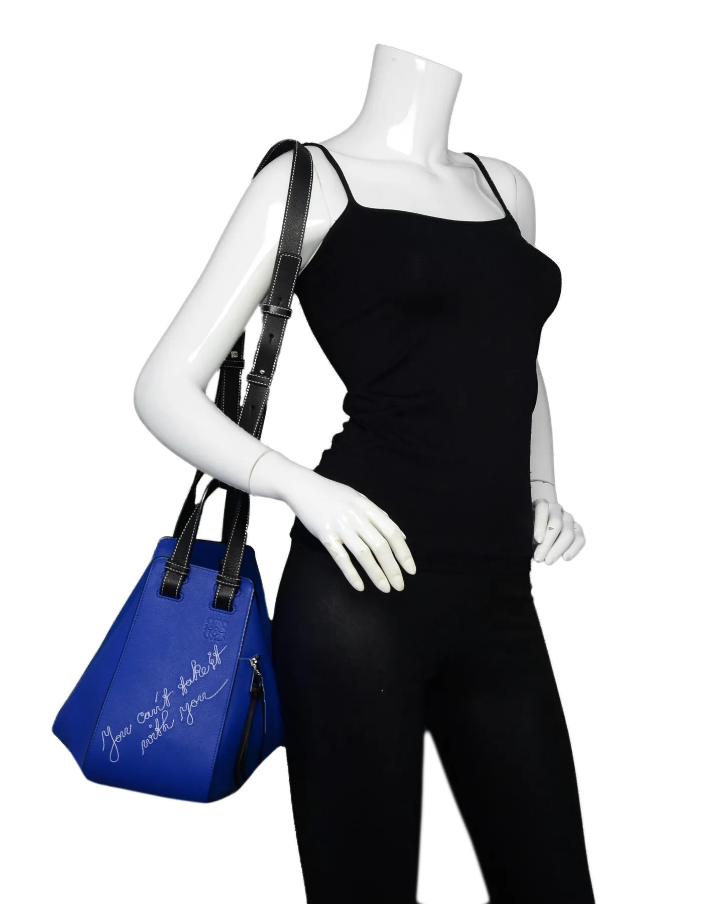 Loewe Selfridge's Exclusive Blue Leather Can't Take It Small Hammock Bag