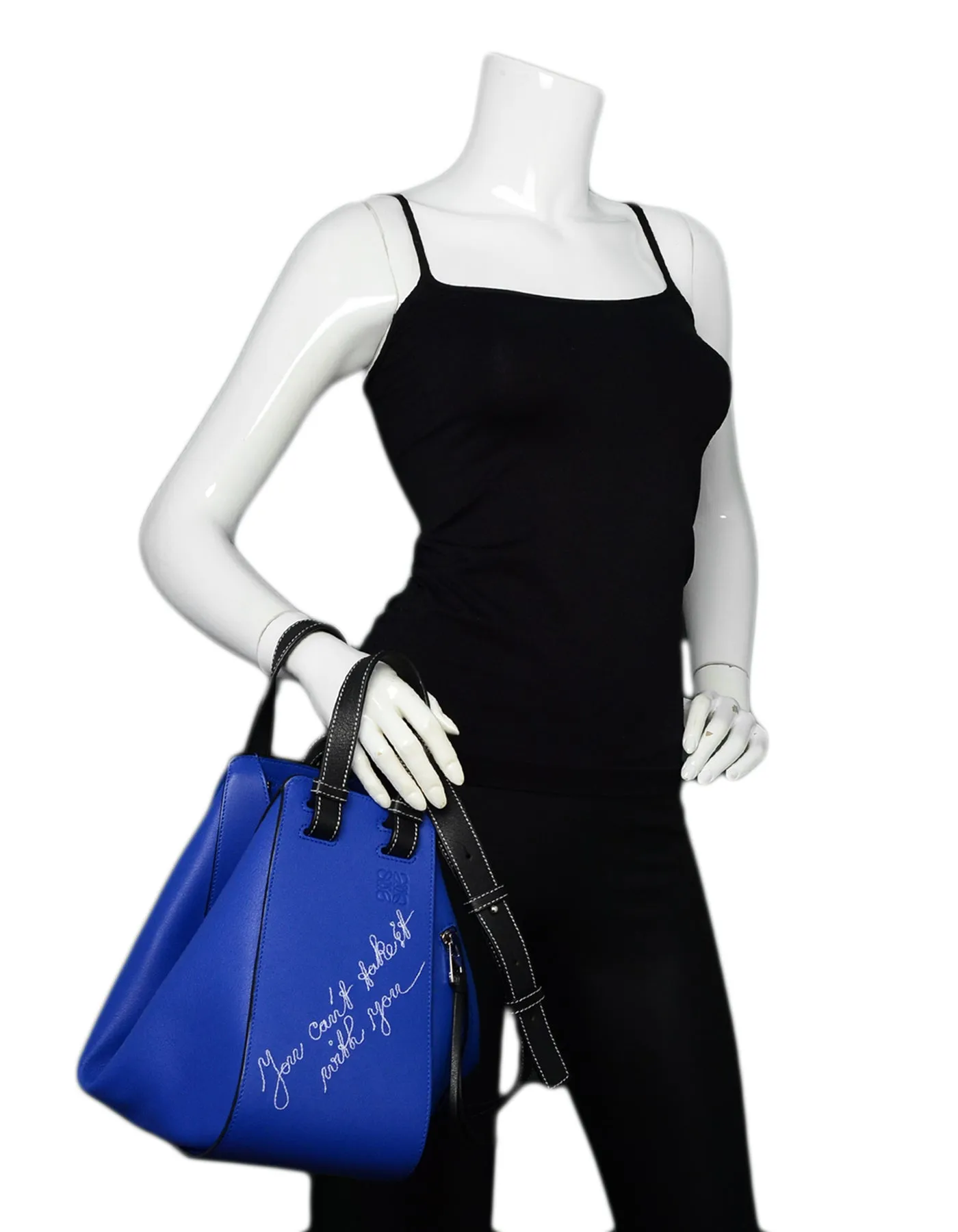 Loewe Selfridge's Exclusive Blue Leather Can't Take It Small Hammock Bag