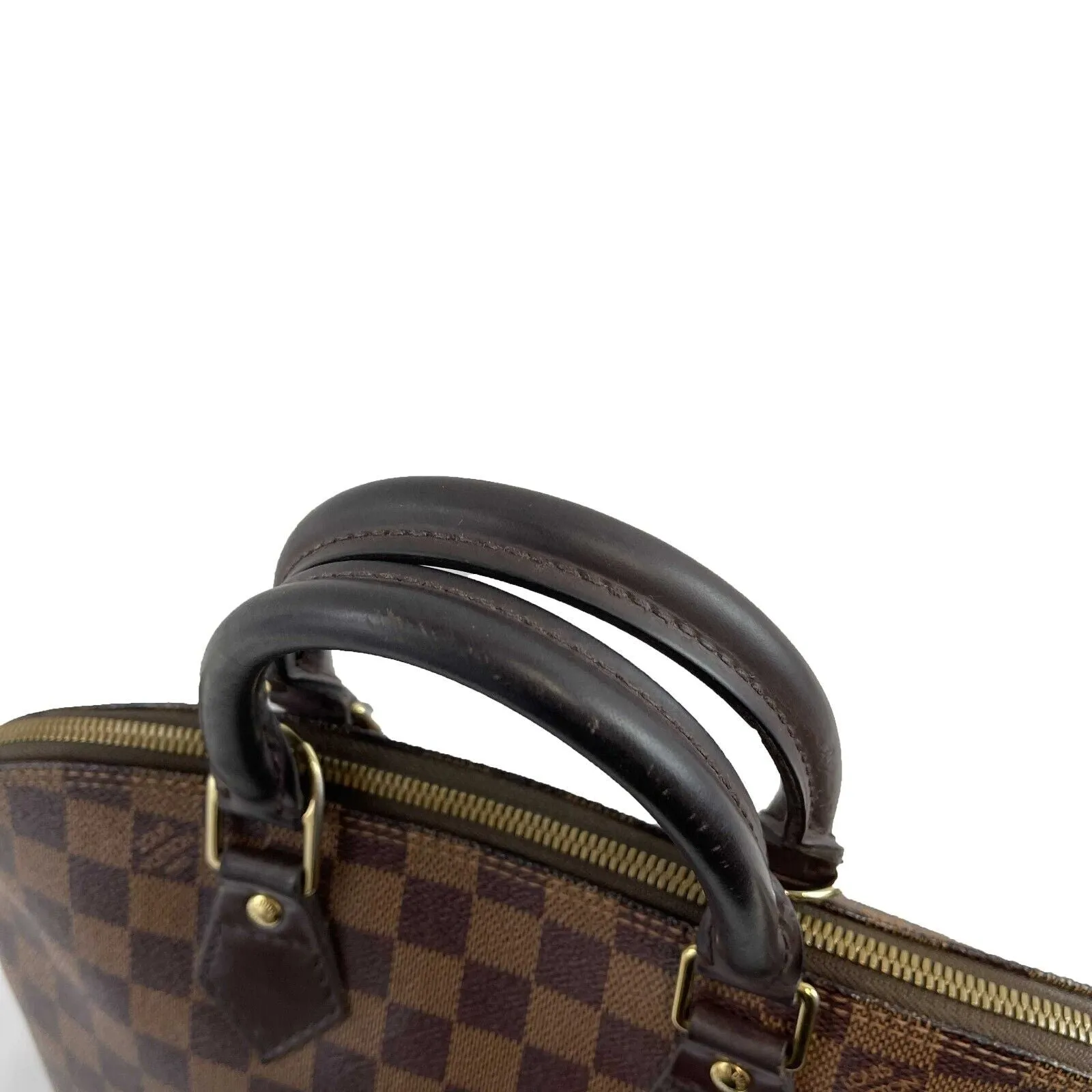 Louis Vuitton Alma Damier Ebene PM Brown Top Handle W/ Lock & Key