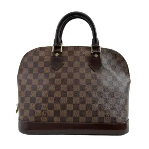Louis Vuitton Alma Damier Ebene PM Brown Top Handle W/ Lock & Key