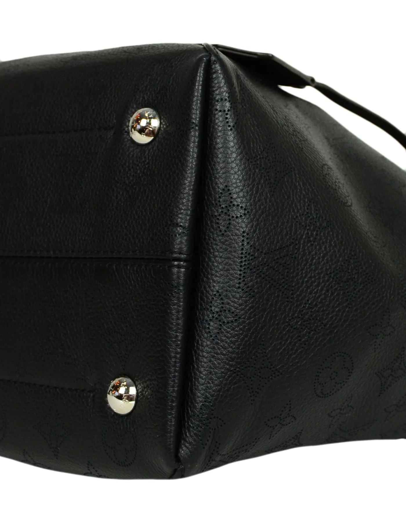 Louis Vuitton Black Mahina Leather Perforated Monogram Hina MM Bag