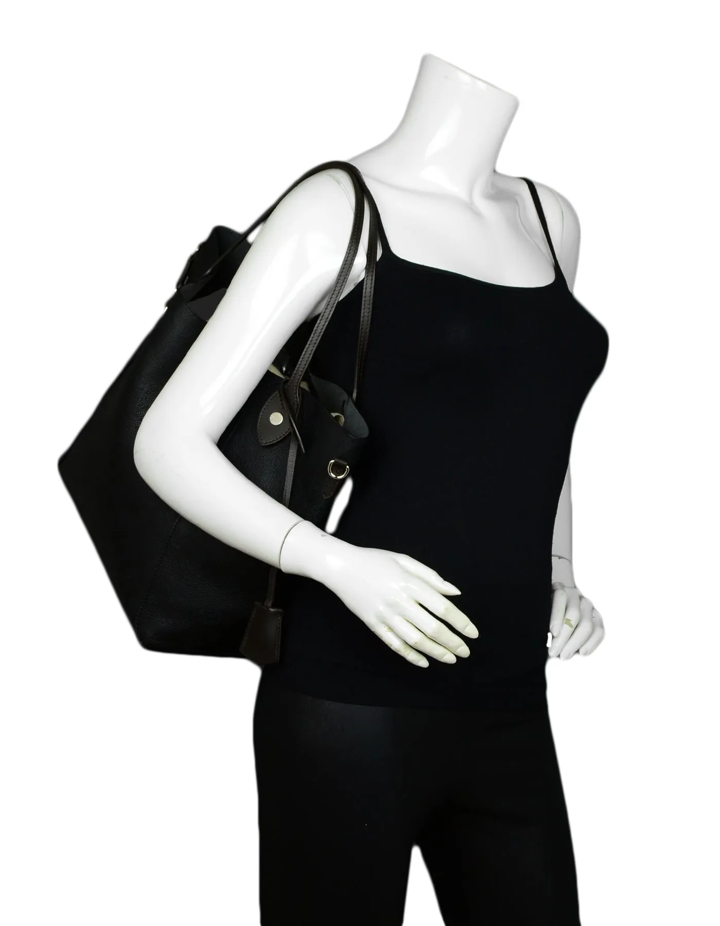 Louis Vuitton Black Mahina Leather Perforated Monogram Hina MM Bag