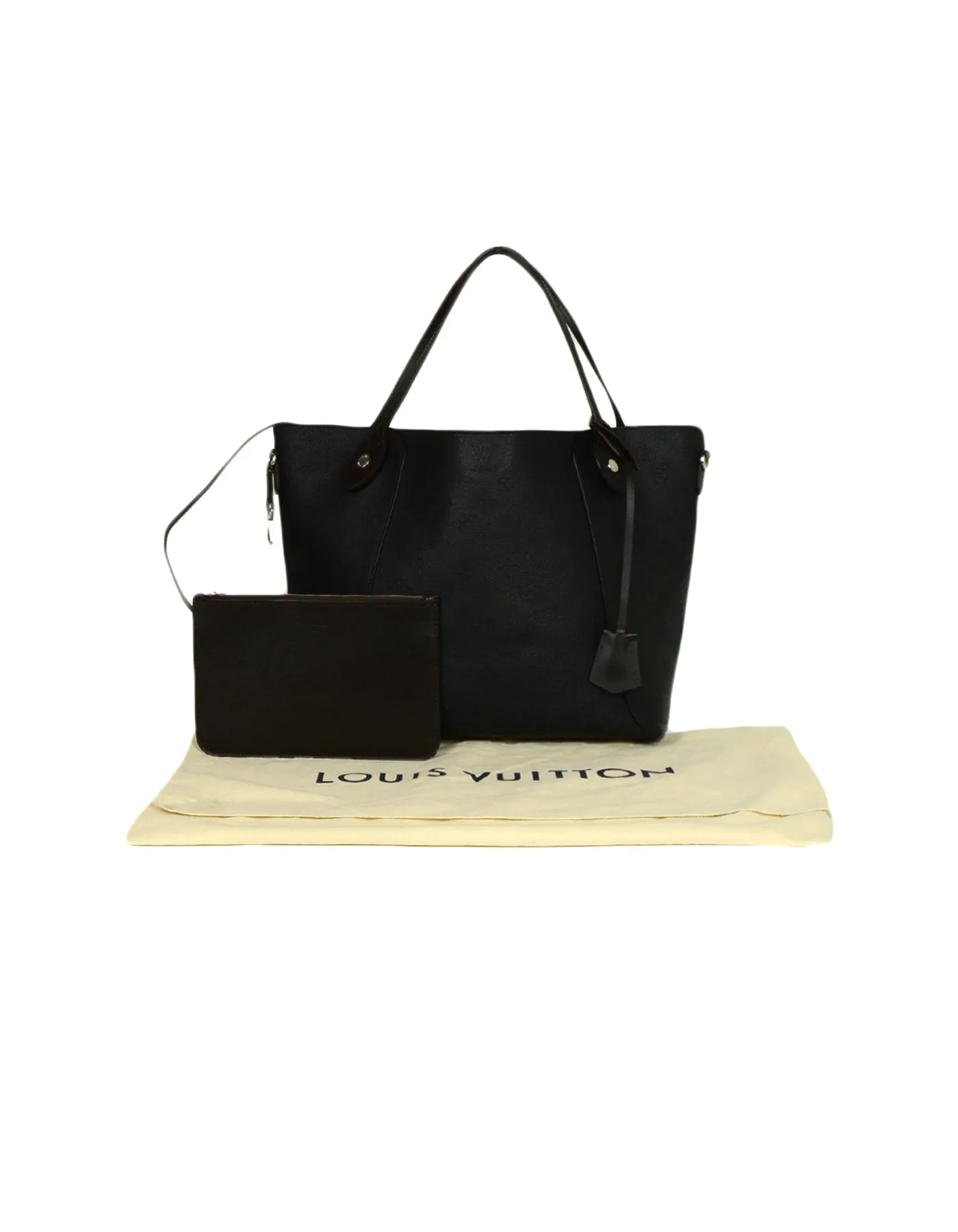 Louis Vuitton Black Mahina Leather Perforated Monogram Hina MM Bag