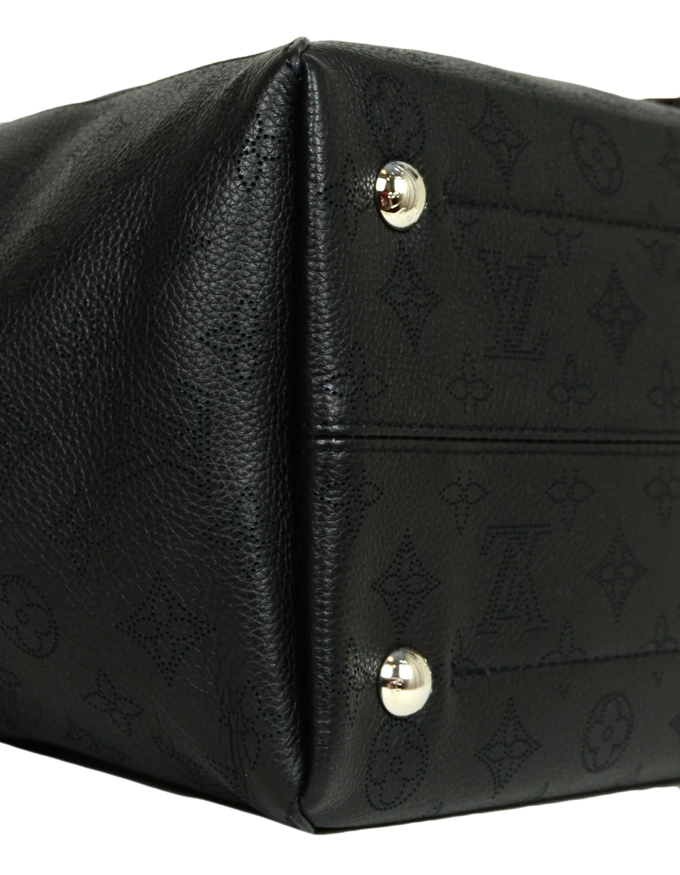 Louis Vuitton Black Mahina Leather Perforated Monogram Hina MM Bag