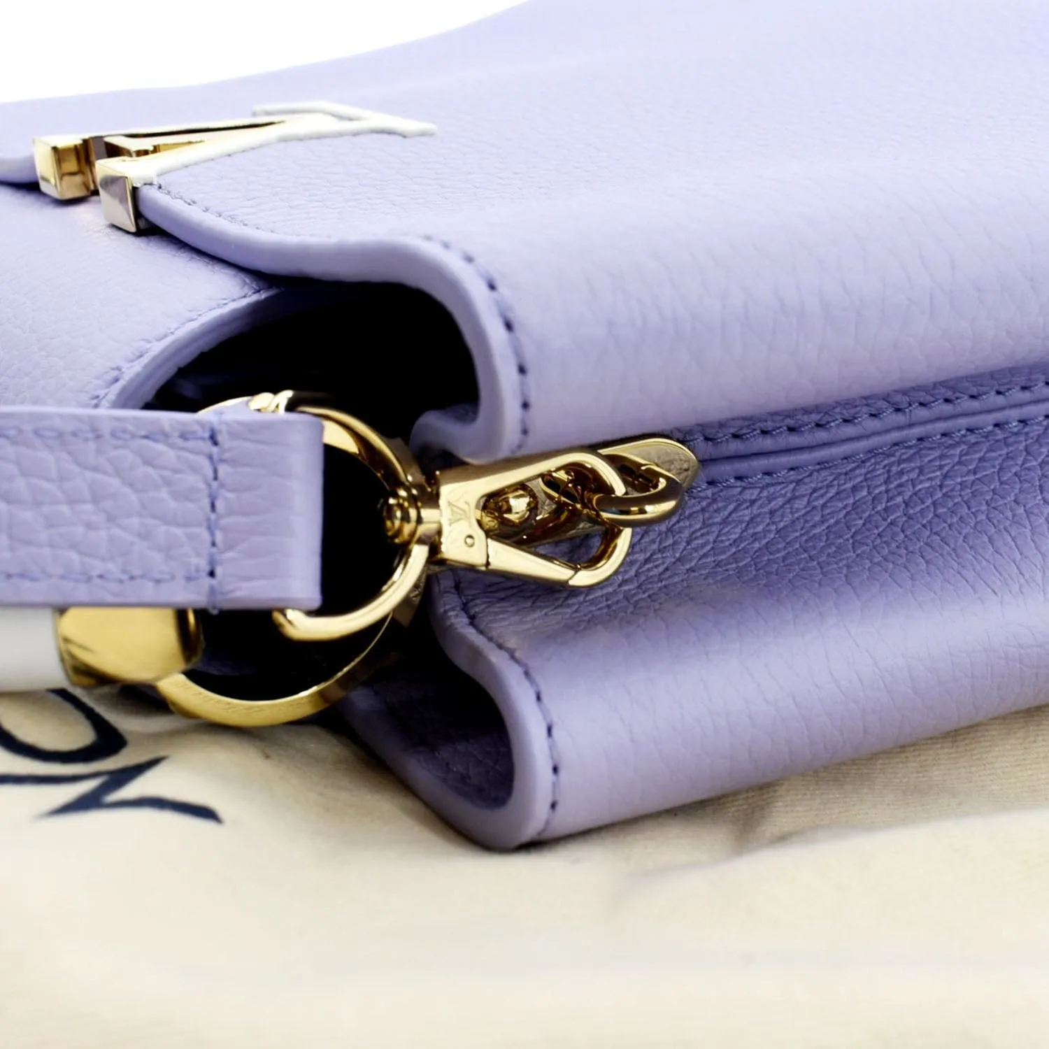 LOUIS VUITTON Capucines BB Taurillon Leather Shoulder Bag Purple