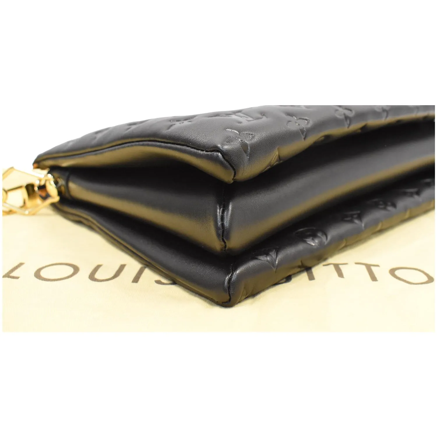 LOUIS VUITTON Coussin MM Monogram Embossed Shoulder Bag Black