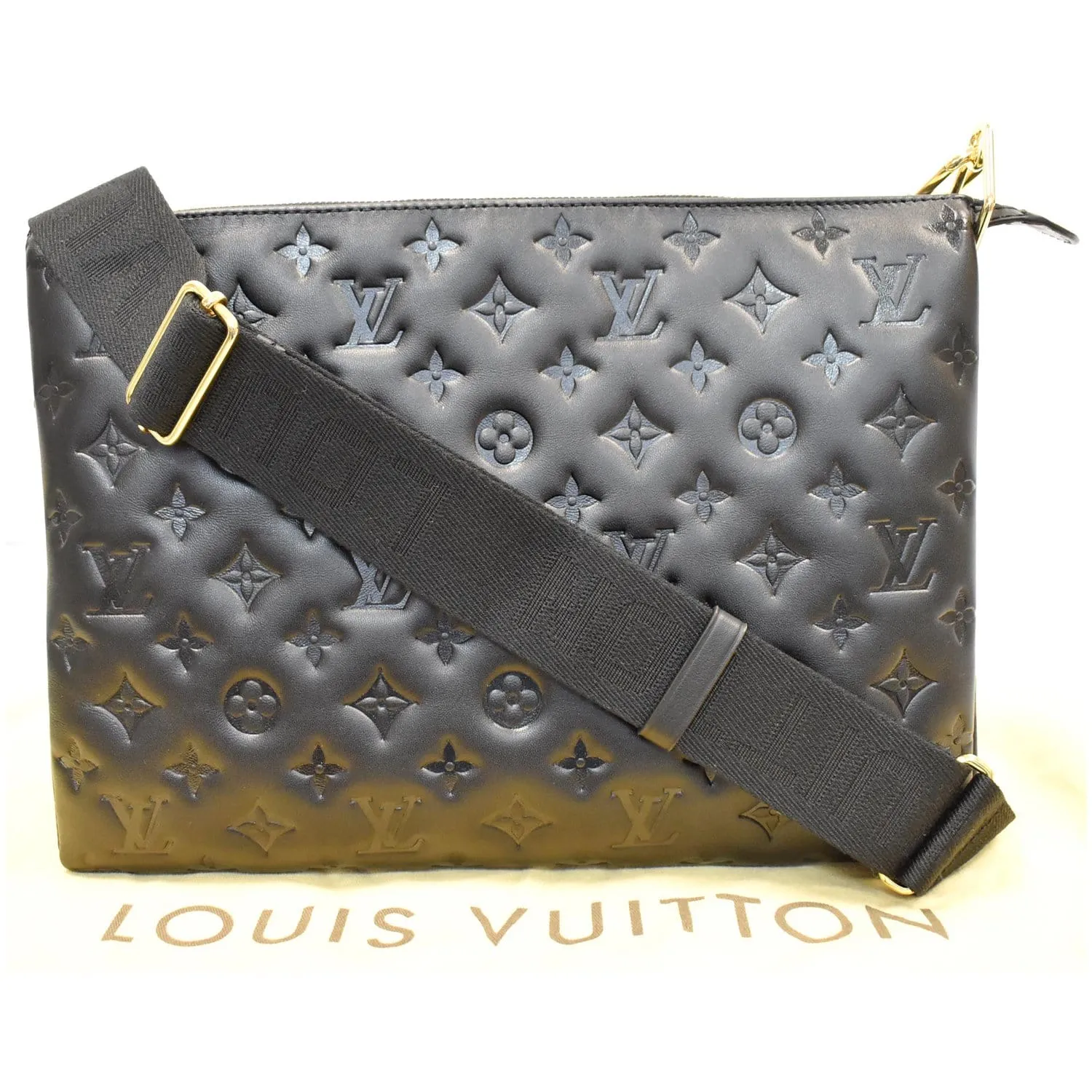 LOUIS VUITTON Coussin MM Monogram Embossed Shoulder Bag Black