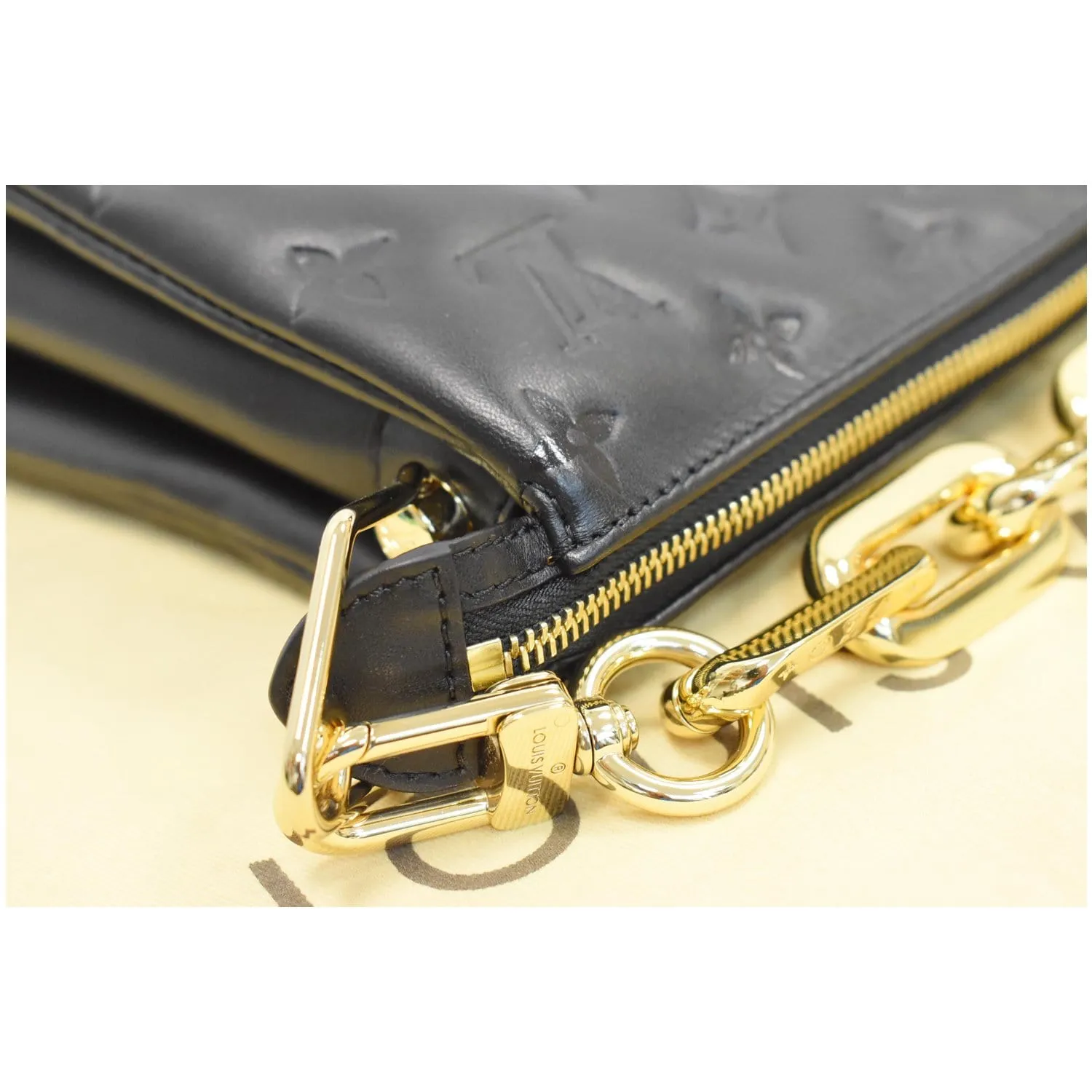 LOUIS VUITTON Coussin MM Monogram Embossed Shoulder Bag Black